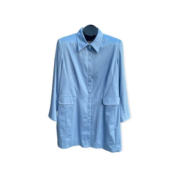 Worthington Woman Strech Vintage Light Blue Mid Length Trench Coat Size 24 Plus - Picture 12 of 12